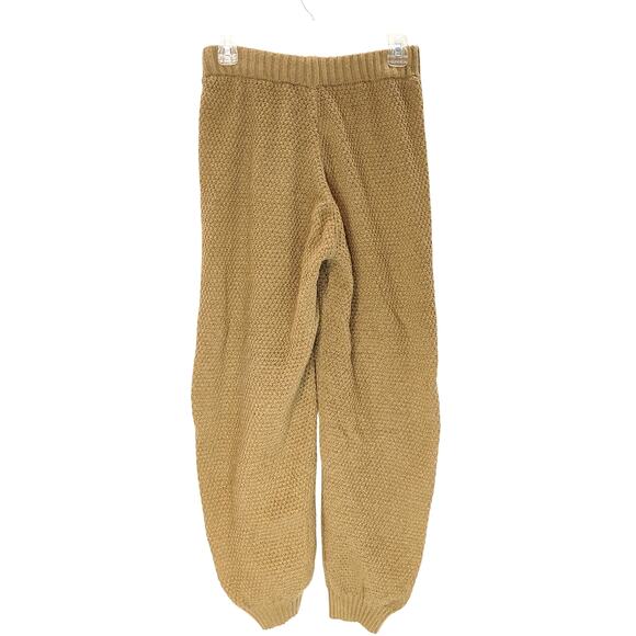 AQ-Sport Crochet Knit Cuffed Harem Pants High Waisted Cotton Blend Tan Womens M - Picture 2 of 8